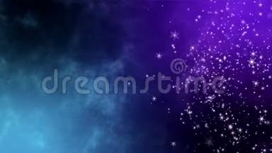 移动雪花的紫色和浅蓝色背景，循环动画